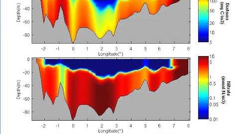 GETM-ERSEM Model Dynamics: Chlorophyll-Nitrate (slice) (wmv)