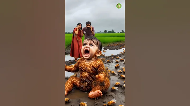 innocent baby covered in honey comb like huge bees saved by rescue team #humanity #kidsshorts