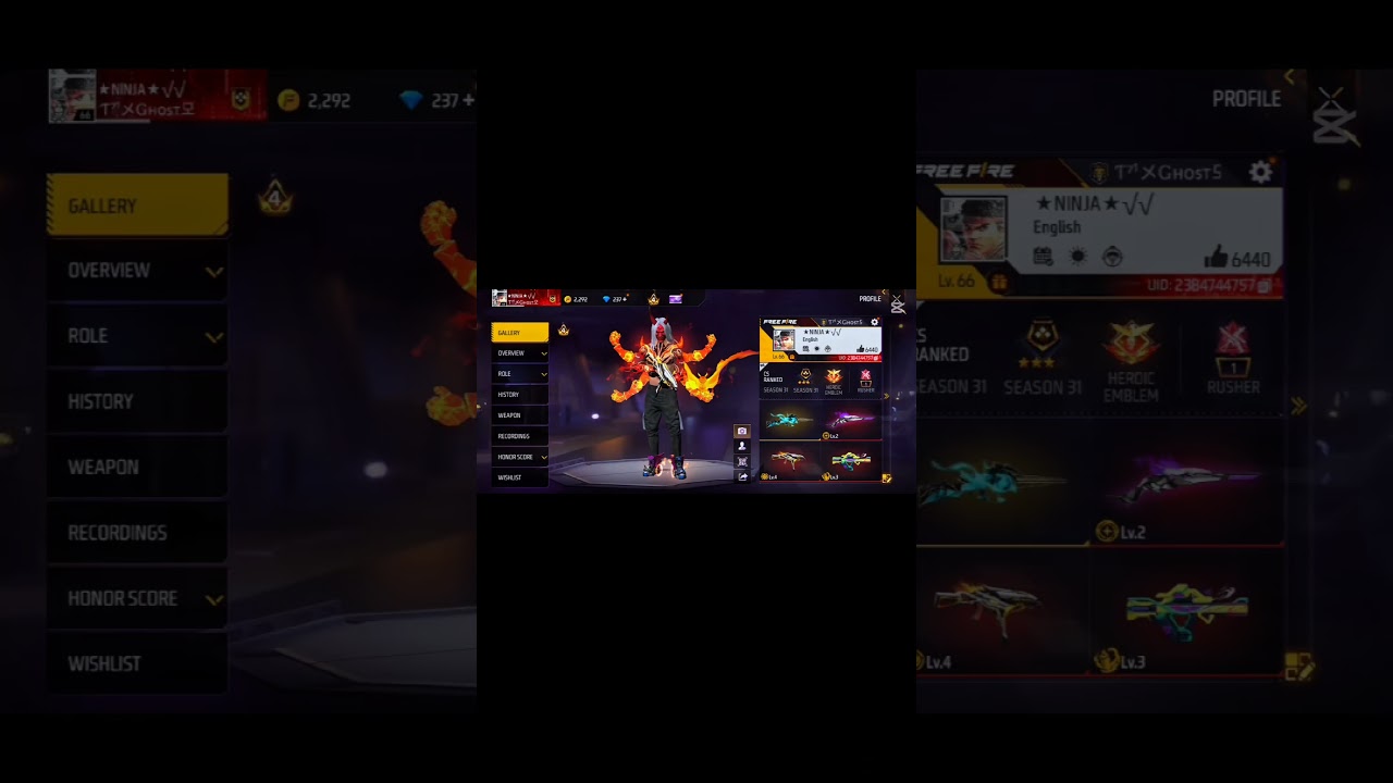 🔥 My Free Fire Gaming ID Reveal 😱 | Epic Stats & Skins! 