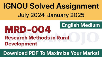 IGNOU MRD 004 Solved Assignment 2024-25 English Medium PDF Download | IGNOU MA (RD) 1st Year