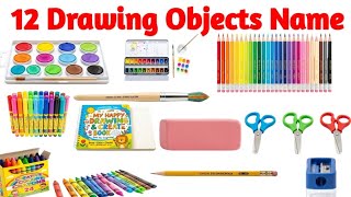 12 Drawing Objects Names in English with Pictures &amp; Sounds for Kids | Kids Learning Video