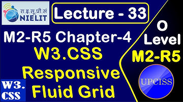 O Level M2 R5 Chapter 4 | W3.CSS Responsive Fluid Grid in Hindi | Lecture 33