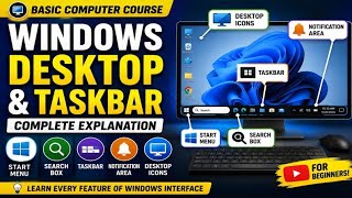 Windows Desktop Taskbar Complete Explanation Basic Computer Course For Beginners