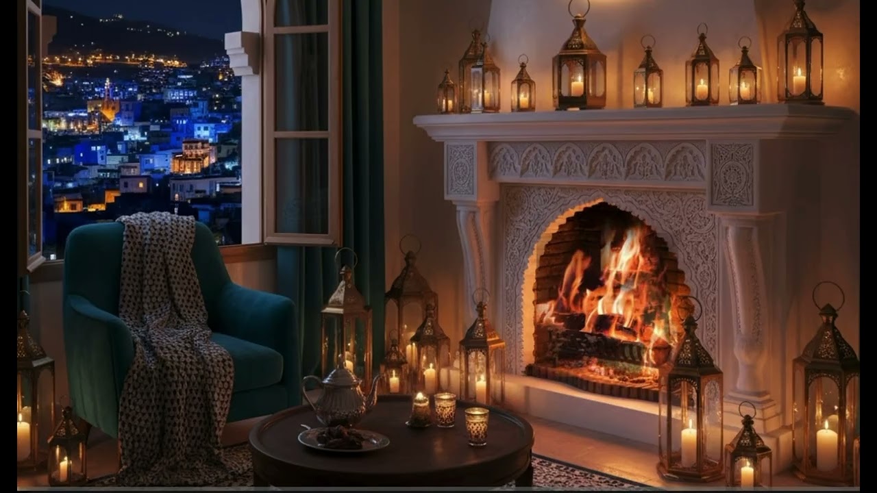 Cozy Fireplace Night with a City View