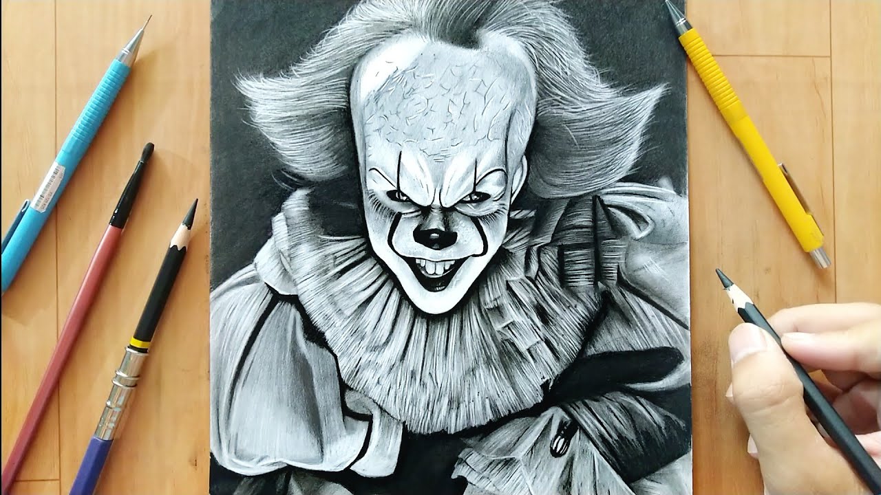 Trends For Outline Realistic Pennywise Drawing.