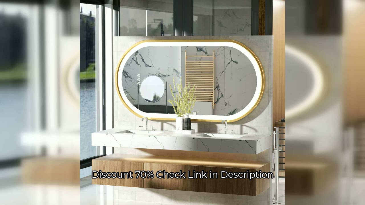 Large LED Oval Bathroom Mirror with Stepless Dimmable Lighted Vanity Mirror for Wall Mounted Vanity