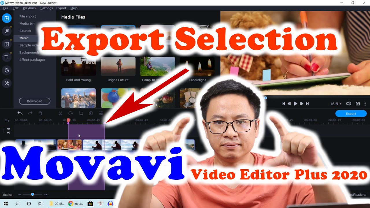 Экспорт части временной шкалы редактирования — руководство по Movavi Video Editor Plus 2020.