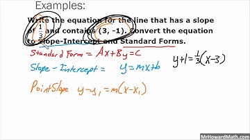 Writing Linear Equations in 3 Forms Given Point and  Slope