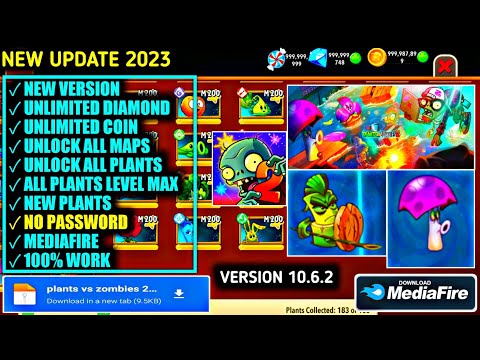 Plants vs Zombies 2 Mod Apk 10.4.2 Latest Version 2023- All Plants Level  Max & Unlimited Diamond 