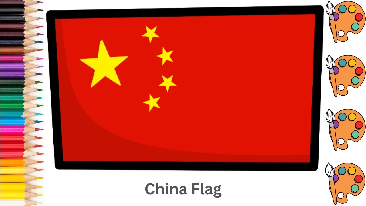 China Flag - Sketch Art and Paint | Step by step tutorial | Pencil to Palette