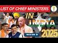 💡 List of Chief Ministers in India 2025 #cm #state #india #yogiadityanath #mamtabanerjee #politics