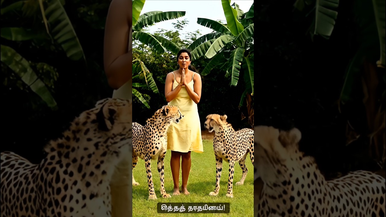 village girl running race with cheatah 