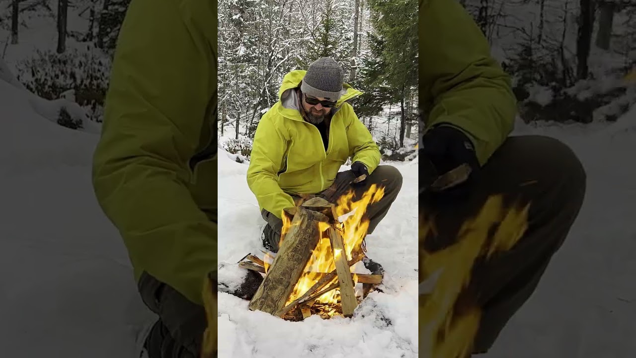 Canoe Camping Alone in Snowy Wilderness 