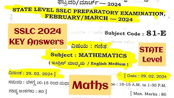 10th SSLC 2024 MATHS ANSWER KEY STATE LEVEL PREPARATORY EXAM 2024 KSEAB KARNATAKA SSLC #sslc2024