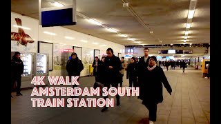 4K City Walk : Amsterdam South Train Station Virtual Tour (Binaural Sound) Early Morning Walk 230