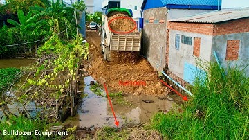 100% New Project.! Large Size Landfill Up With Skills Operator KOMASU D20P Dozer And Team Dump Truck