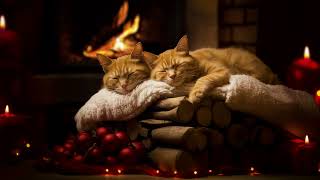 Two purring cats will take care of your sleep 🔥 Crackling Fireplace and Purr Sounds for Deep Sleep