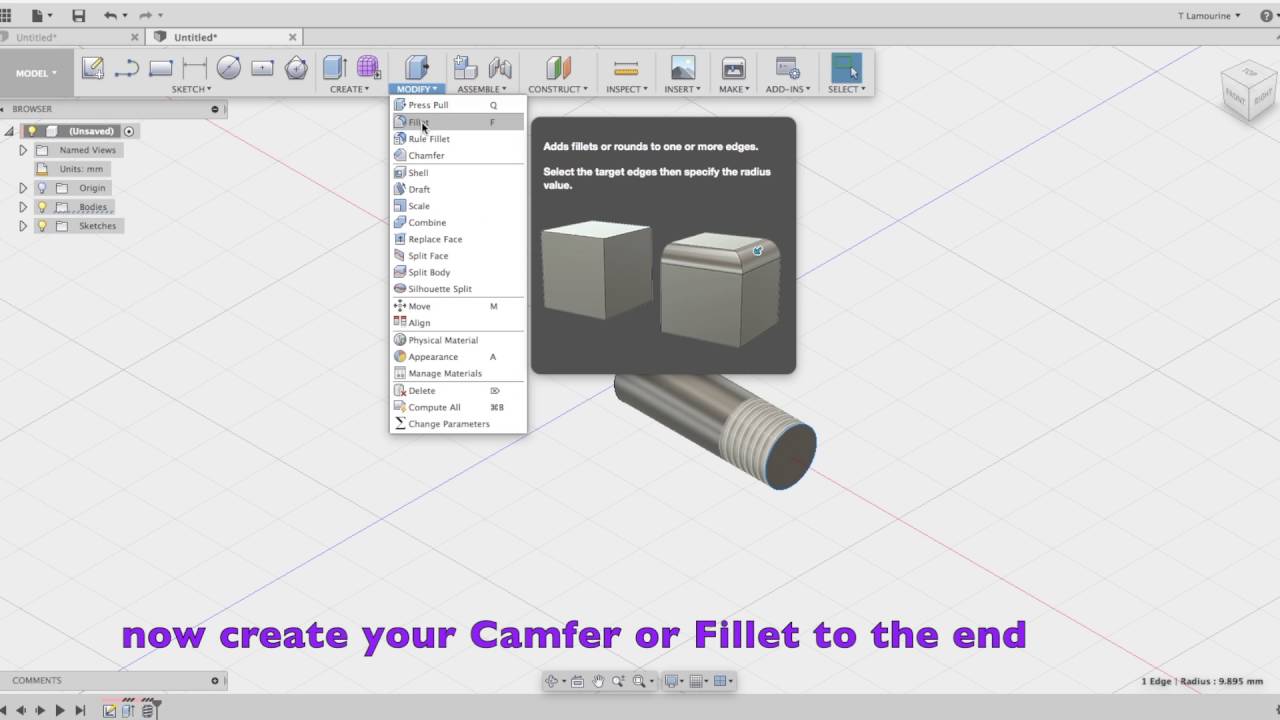 better starting threads for nuts bolts in Fusion 360 YouTube