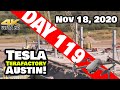 Tesla Gigafactory Austin 4K  Day 119 - 11/18/20 - Terafactory Texas - HIGH FLY POV - MORE PILLARS!