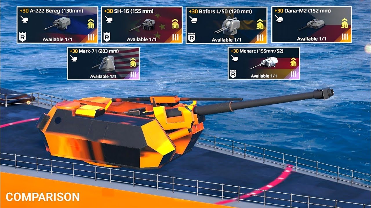 Dana-M2 (152 mm) VS Top 5 Cannon Damage Test - Modern Warships Comparison