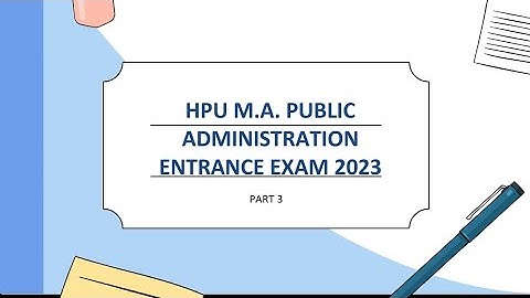 HPU MA PUBLIC ADMINISTRATION ENTRANCE EXAM 2023 || SOLVED PAPER||  PART-3 || studywithsachin694