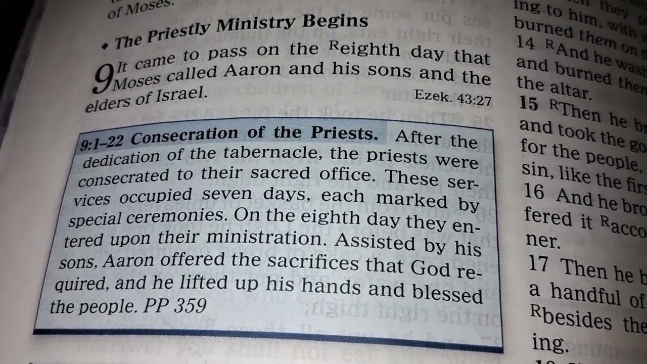 Seventh-day Adventist reads Leviticus 8, 9, and 10 and Matthew 25:31-46