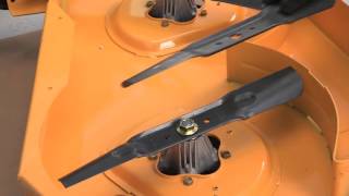 how to change the blades on rzt zero turn riding mowers