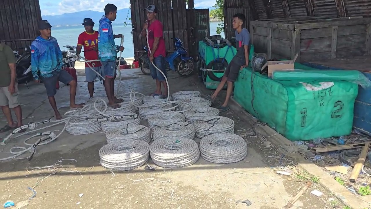 How FADs, Fish Attraction Devices are made. Donggala, Central Sulawesi, Indonesia