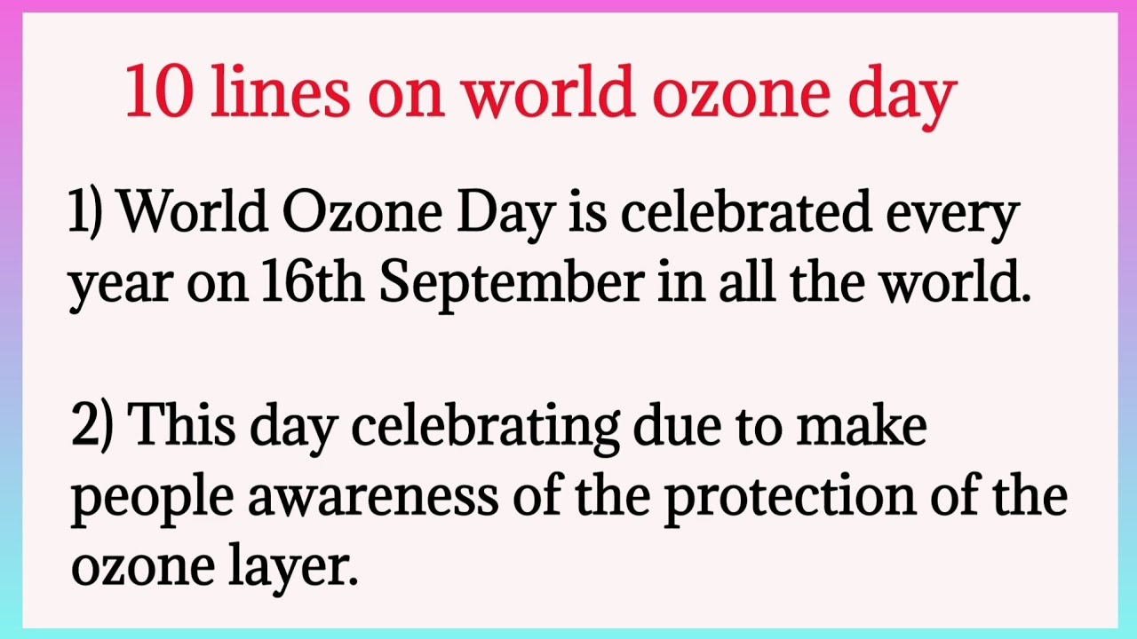 10 lines on ozone day /English essay on ozone day
