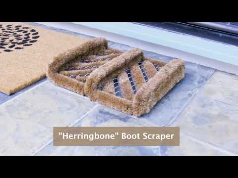 Rubber-Cal Outdoor Christmas Doormat Kit - 2 Coco Coir Doormats & 1 Herringbone Boot Scraper