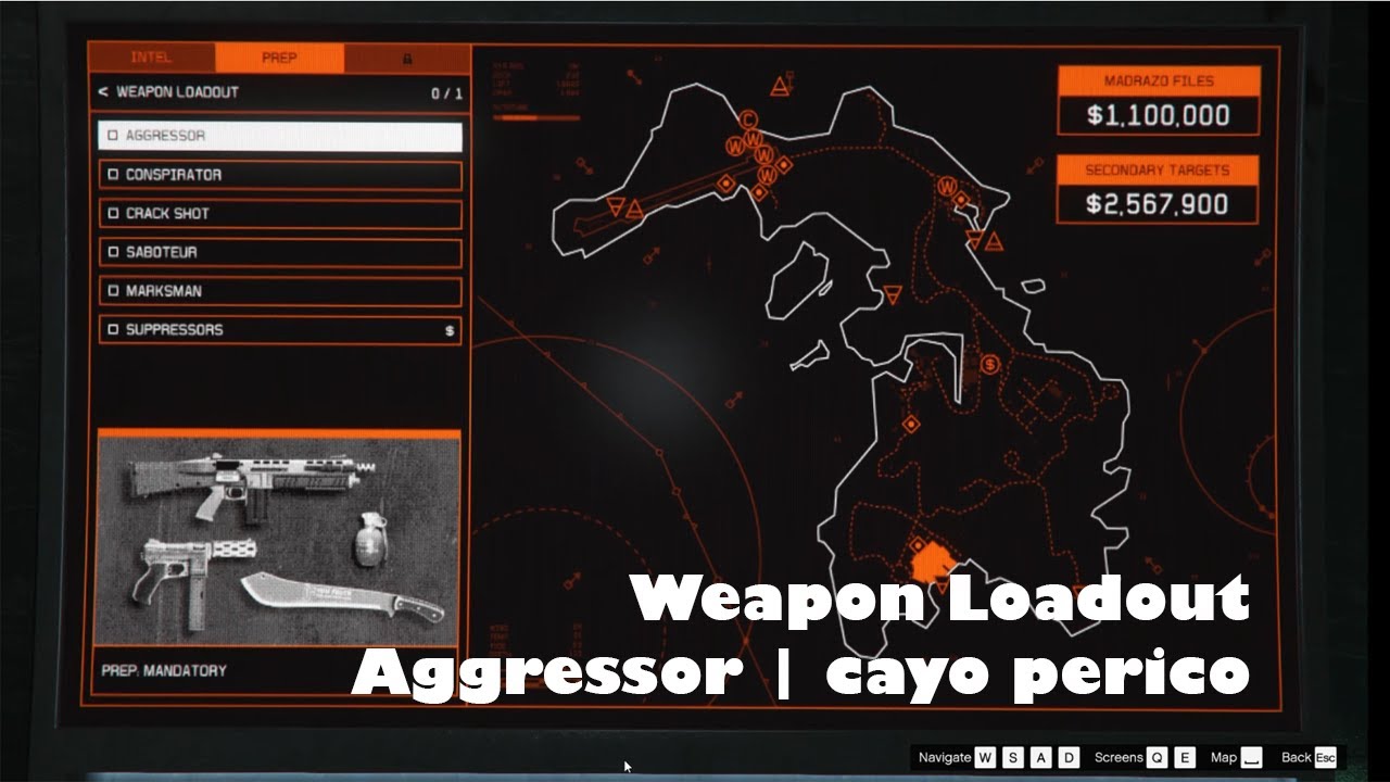 GTA 5 Online weapon loadout for cayo perico heist setup cayoperico