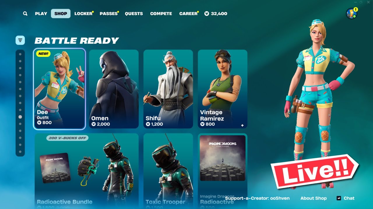 🔴*NEW* FORTNITE DEE SKIN ITEM SHOP OUT NOW November 5! (Chapter 6 LIVE)