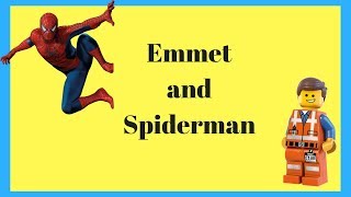 Emmet playing with Spider-Man
