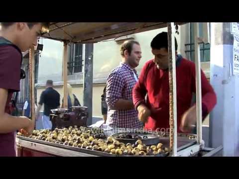 Hot roasted chestnuts