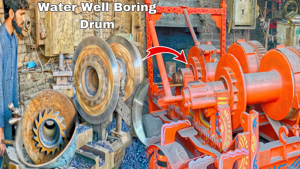 Water Well Boring Machine Drum Drum Surfacing & Tools on Big Lathe