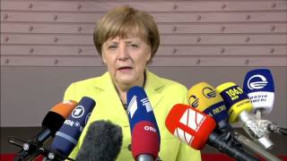 Doorstep by Dr. Angela Merkel (DE) ahead of the Eastern Partnership Summit in Riga
