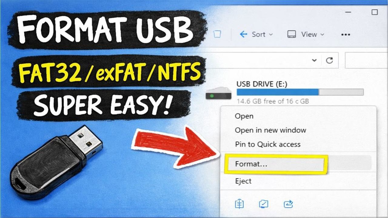 How to Format a USB Flash Drive to FAT32, exFAT or NTFS on Windows 11 ...