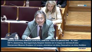 Ο Αλέξανδρος Αυλωνίτης στη Βουλή για σ/ν για ενέχυρο 16.07.2024