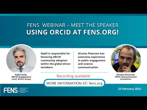 FENS webinar: Using ORCID at FENS.org