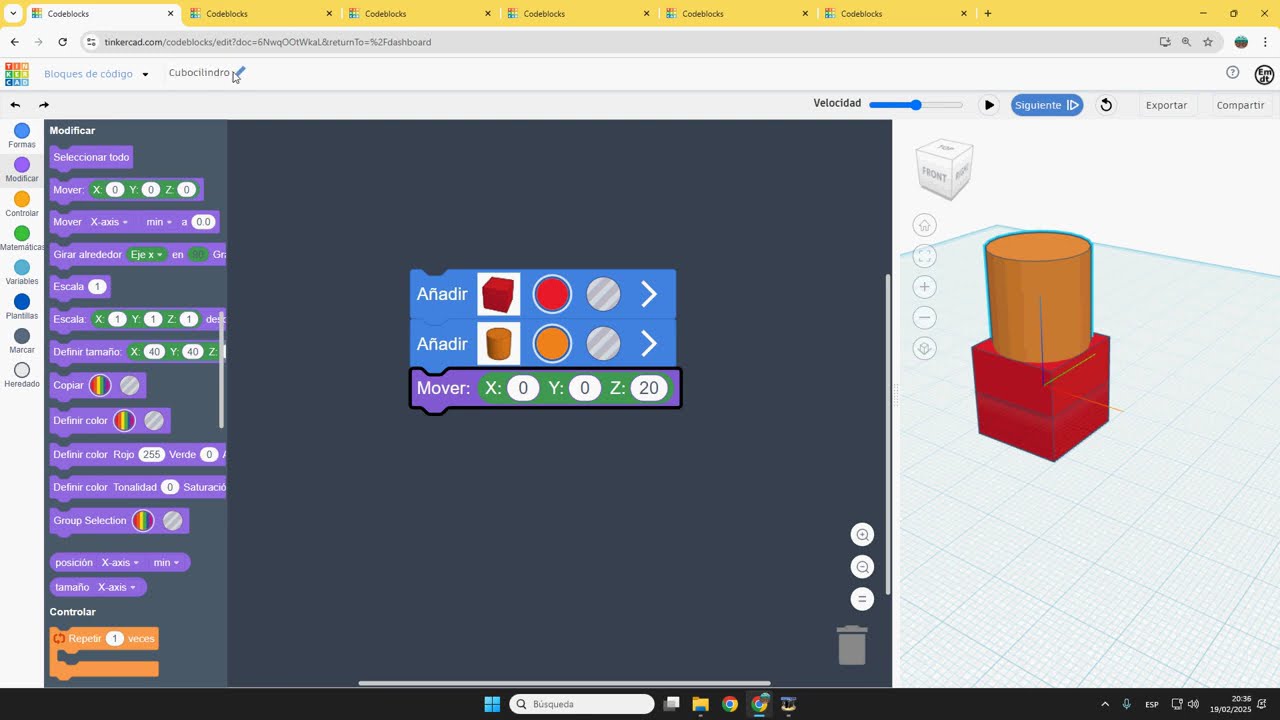 Diseño 3D con bloques de código en Tinkercad- Introducción. Práctica básica