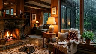 3 Hours Fireplace &amp; Rain Sounds for Deep Sleep | Crackling Fire &amp; Rain on Window ASMR