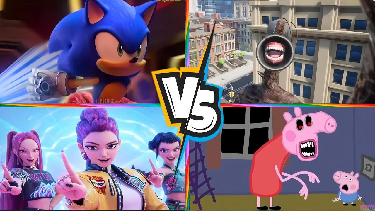 PEPPA PIG.EXE 🆚Siren Head 🆚Kpop demon hunter 🆚Sonic  🎶 Tiles Hop EDM Rush