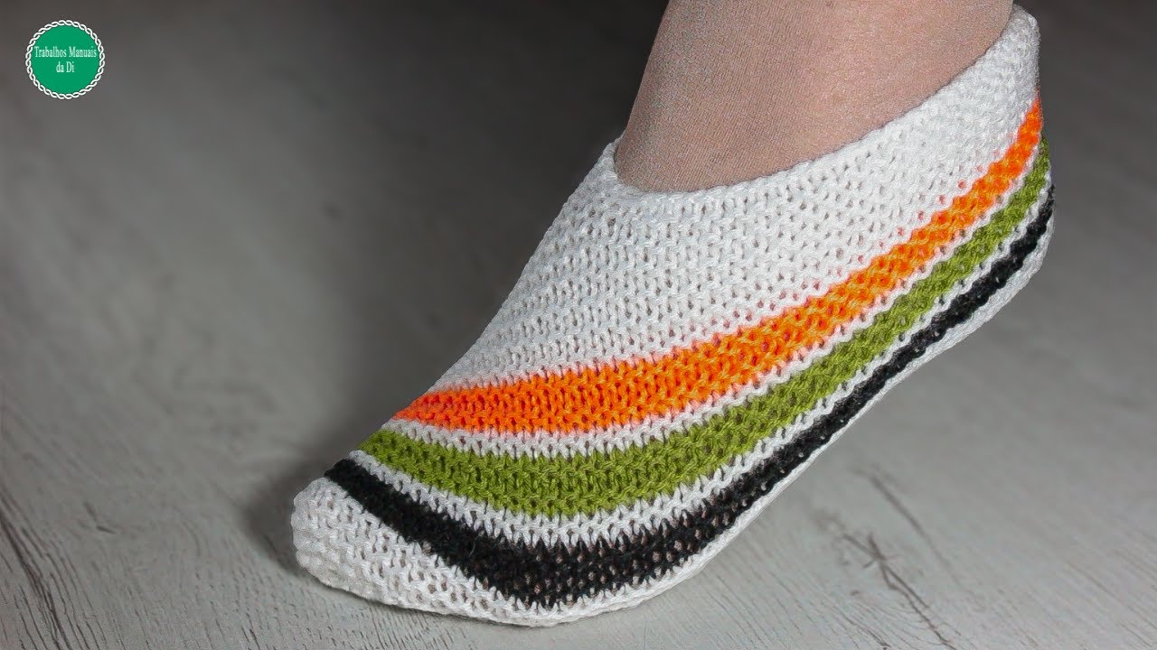 Sapatinho em tricô para adulto muito fácil - YouTube