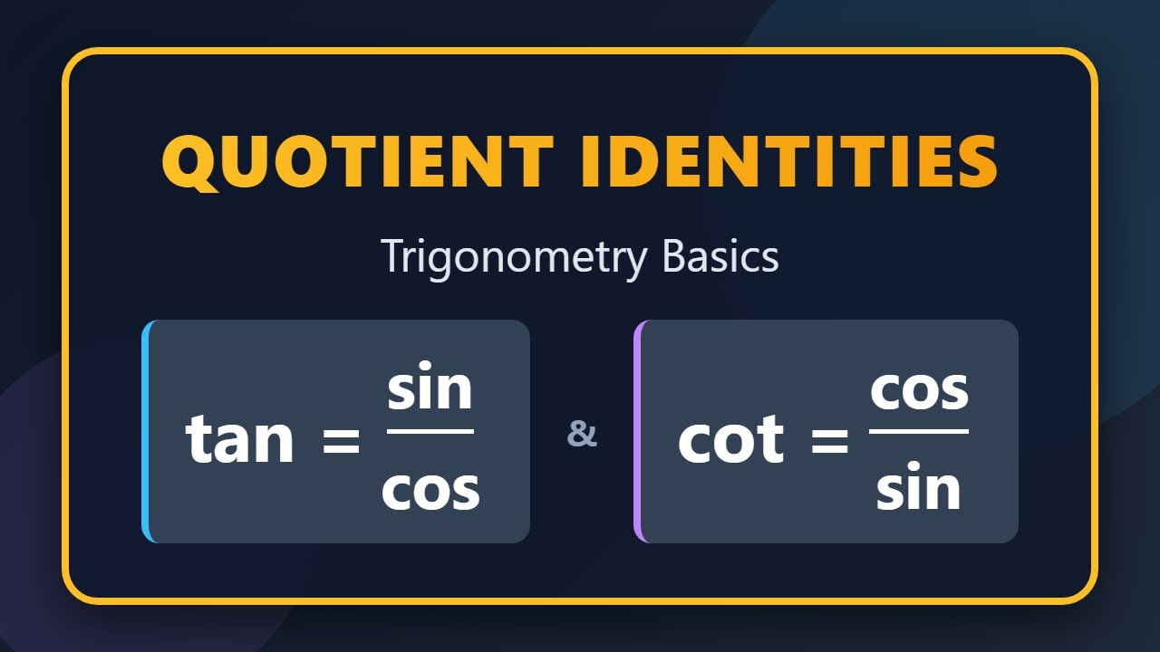 Объяснение тождеств частного: тангенс и котангенс (тригонометрия)
