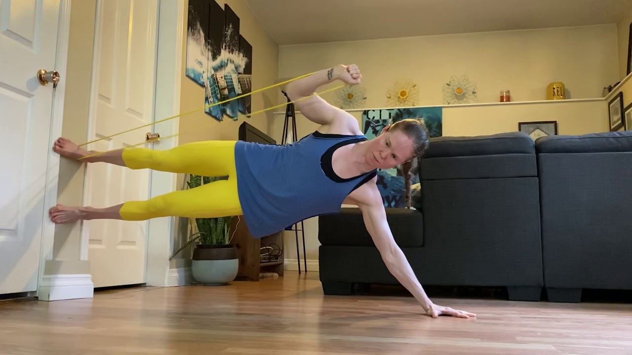 Feet Elevated Side Plank + Band Resisted Single Arm Presses YouTube