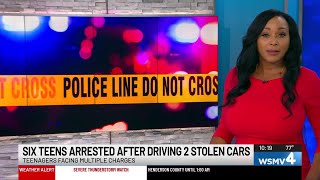 Six teens arrested after being found driving two stolen cars, Nashville police say