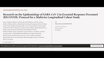 Research on the Epidemiology of SARS-CoV-2 in Essential Response Personnel (RECOVER):... | RTCL.TV