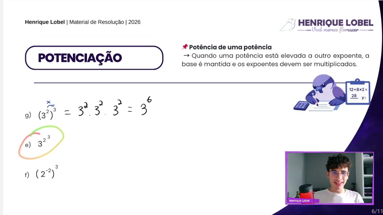Matemática Básica Elementar: Operação Matemática – Aula 03 | Potenciação | Henrique Lobel