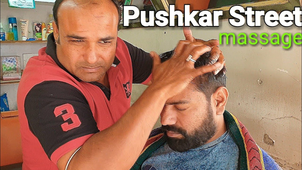 Pushkar street head massage, back, foot, thai massage with neck cracking by indianbarber ASMR