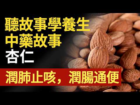 杏仁功效為降氣止咳平喘、潤腸通便，用於咳嗽氣喘、胸滿痰多、腸燥便秘 #中医健康养生
